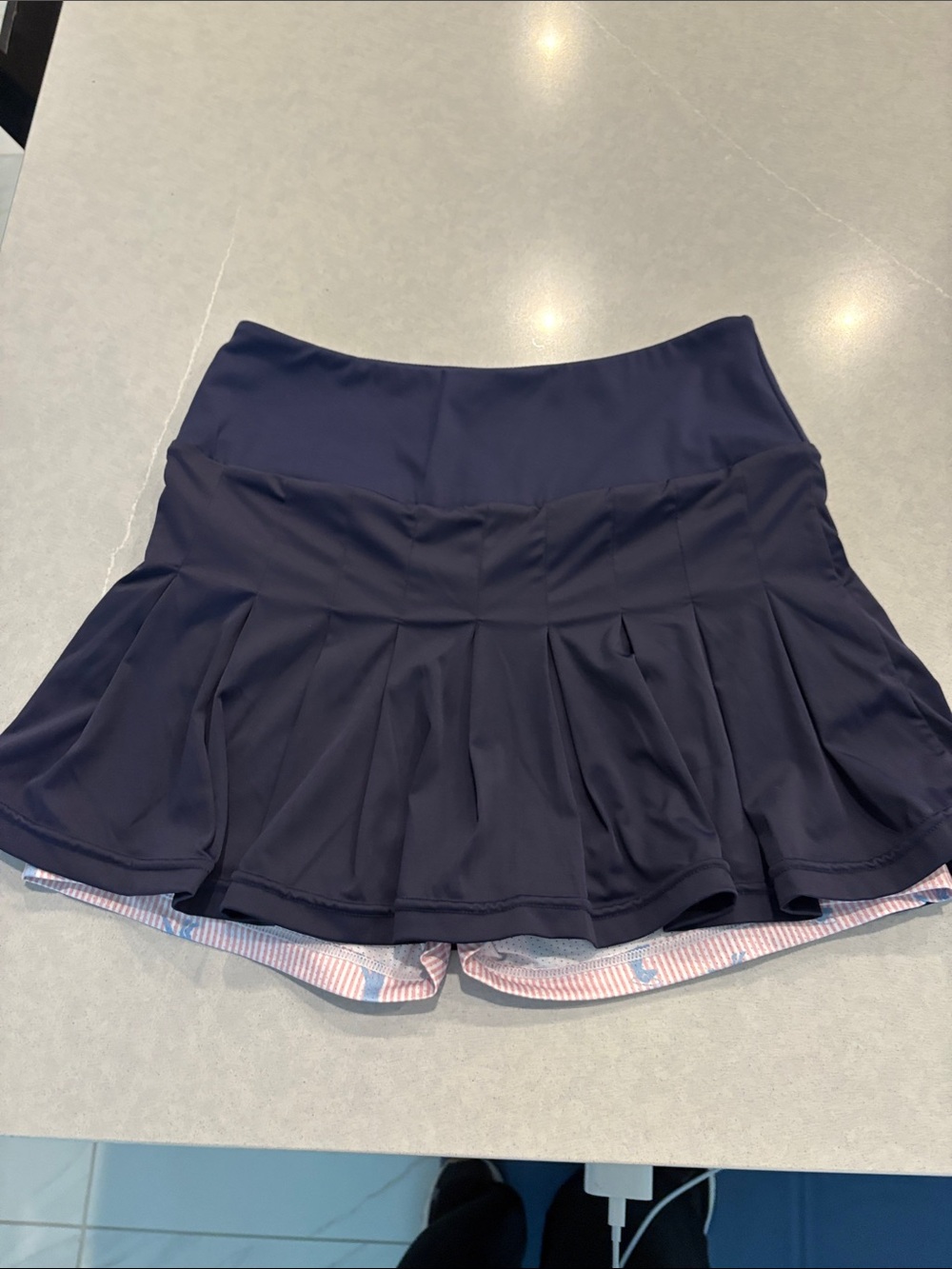 Women's Navy Athletic Skort with Pleated Skirt Overlay